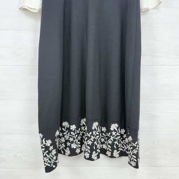 J.Jill x Christian Siriano Midi Dress 3X Embroidered Ponte Knit Preppy Feminine - Picture 5 of 16